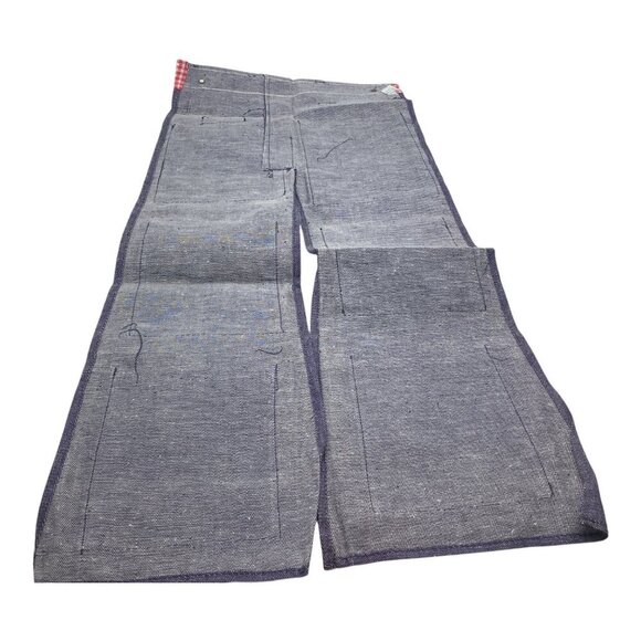 Denim Shoe Bag Unisex Red Gingham Trim & Multiple Pockets For 3 Pair of Shoes - Picture 9 of 13